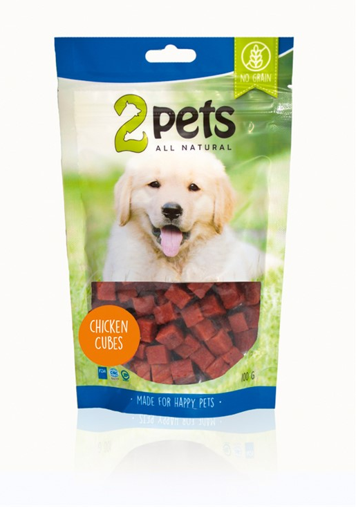 2pets Dogsnack Chicken Cubes, 100 g