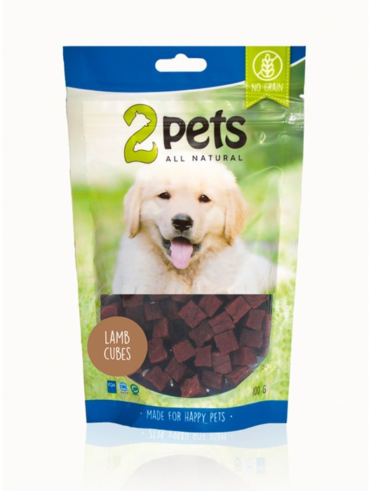 2pets Dogsnack Lamb Cubes, 100 g