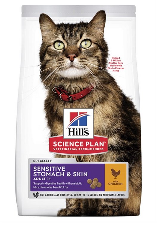 Hill's Adult Sensitive Stomach & Skin kattfoder med kyckling 1.5kg