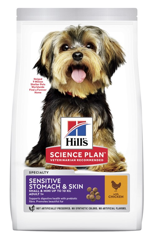 Hill's Adult Sensitive Stomach & Skin Small & Mini hundfoder med kyckling 1.5kg